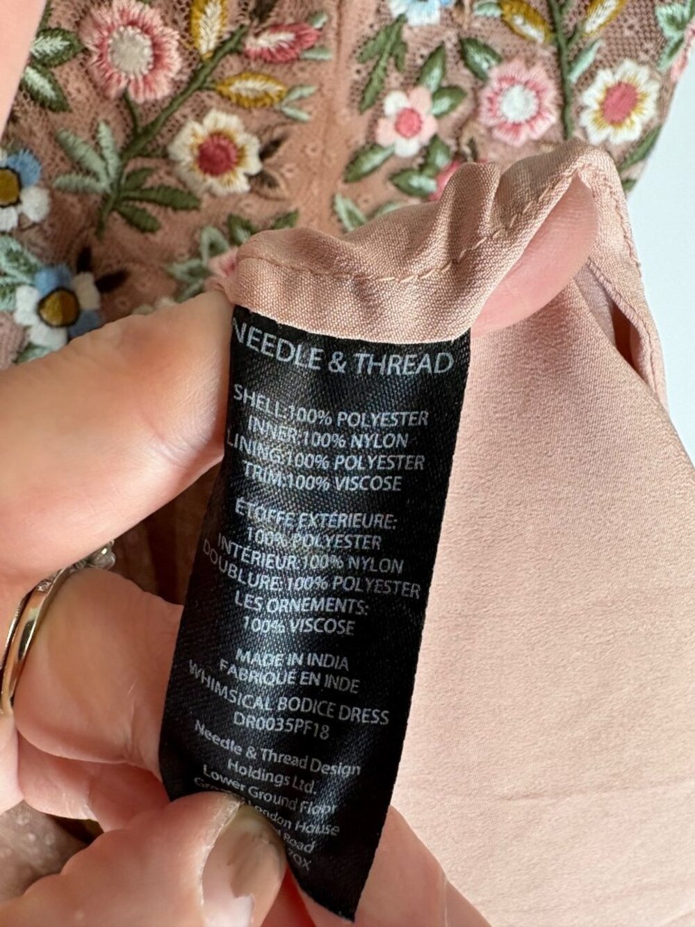 NWT Needle & Thread Blush Pink Floral Midi Dress-sz 4 - Picture 9 of 11